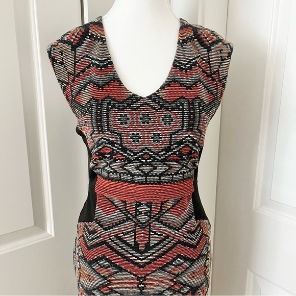 Desigual Dunia Aztec Bodycon Mini Dress Slimming Panels Small Tribal Chic Small - Picture 5 of 16